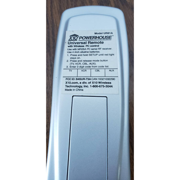 Genuine X-10 Powerhouse 5-in-1 Universal OEM Remote Control - Model No. UR81A - Picture 4 of 4